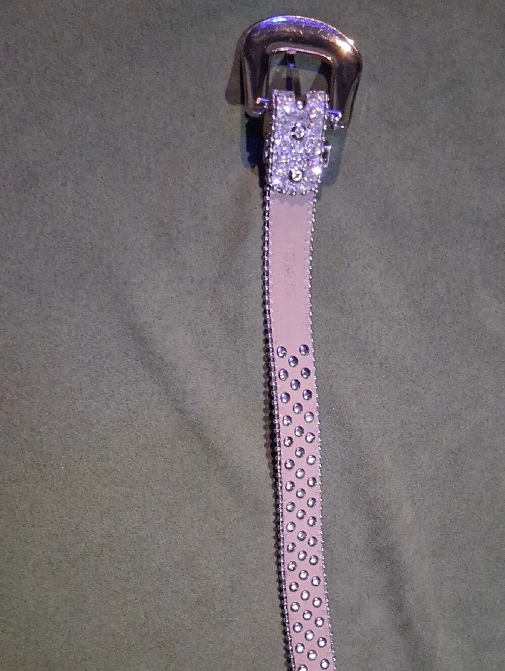 Silver Belt with Red and Clear Rhinestones
